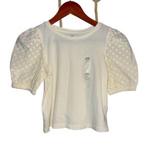 GAP kids Cream Puff Sleeve Eyelet Top